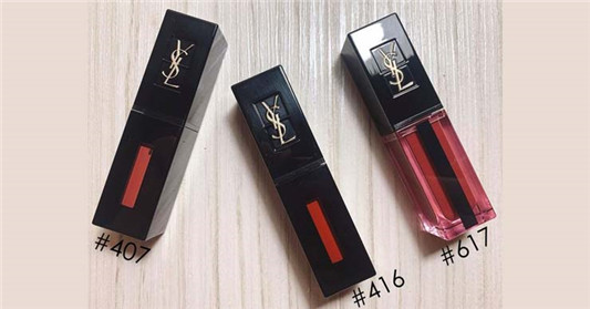 YSL唇釉大热色号#407#416#617试色，很欠买