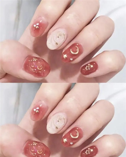 美甲盘点，粉色少女，绿色清新，蓝色神秘  美甲 第3张