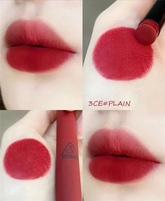 3CE绝美唇釉，铁锈红娇俏，plain温柔，taupe高级，Daffodil百搭  3CE唇釉 plain taupe Daffodil 第3张