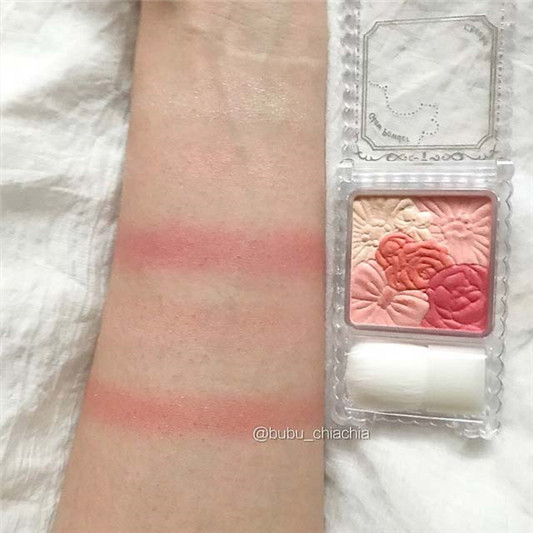 CANMAKE井田花瓣五色腮红#13号色珠光橙红试色及教学分享