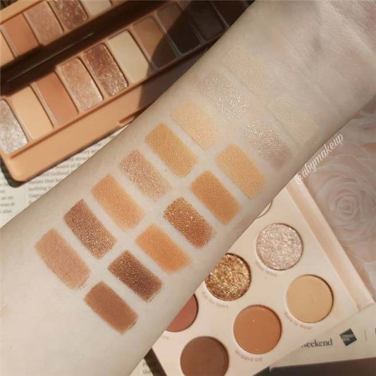 伊蒂之屋 面包盘(烘焙工坊) VS Colourpop Nude Mood 眼影盘试色对比