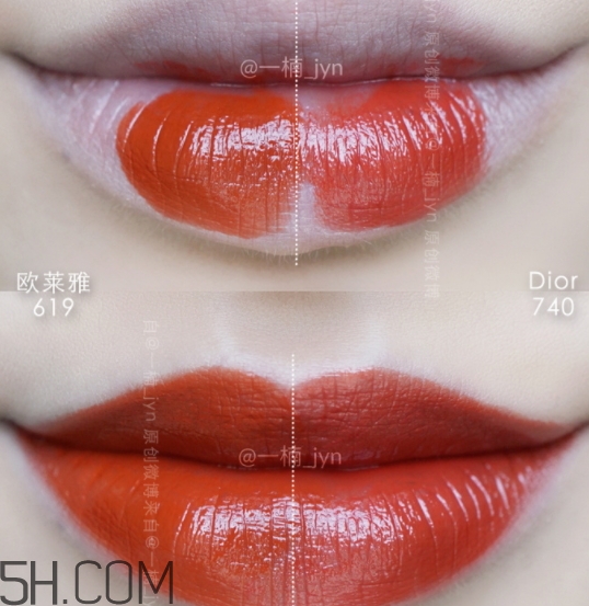 欧莱雅619和迪奥740像吗，欧莱雅619秋叶和迪奥740对比