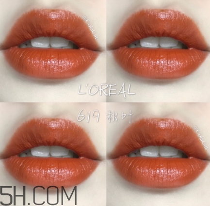欧莱雅619秋叶试色，欧莱雅金管619好看吗，  欧莱雅 欧莱雅619口红 欧莱雅619秋叶试色 呼吸37度 第2张