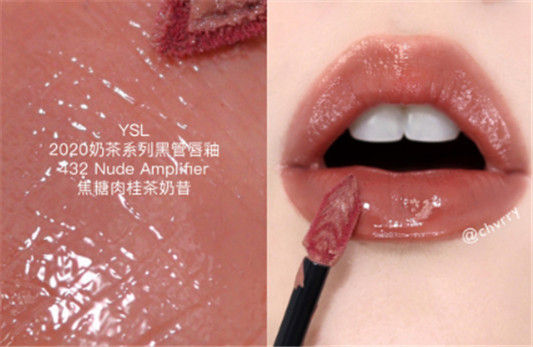 ysl新品黑管唇釉432和水光唇釉610试色对比，泰式奶茶你选哪个  YSL 圣罗兰 唇釉 第2张