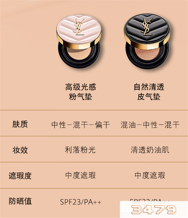 ysl粉气垫和黑气垫有什么区别