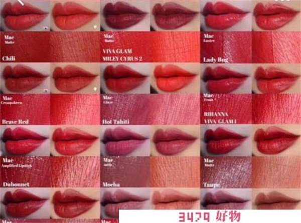 mac口红色号对照表中文，mac色号对照表
