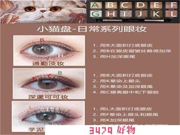 完美日记小猫盘眼影教程图片，完美日记小猫盘眼影画法