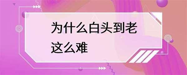 人们常说“白头到老”，为什么现实中却如此难以实现？