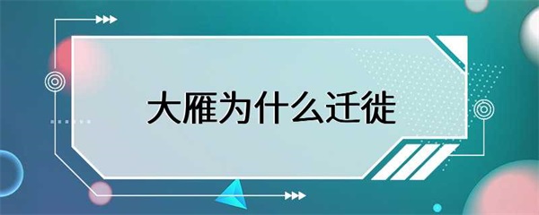 大雁为什么要迁徙？