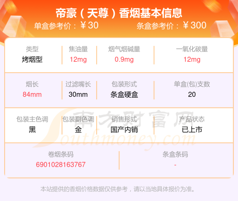 2024帝豪香烟20元-40元的烟查询一览