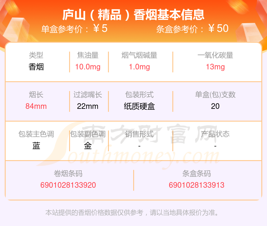 庐山香烟焦油量10mg以下的烟都有哪些「2025年」